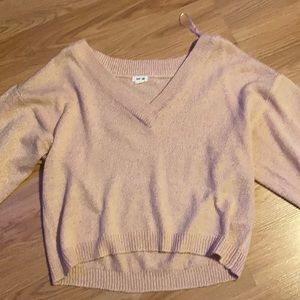 off the shoulder pink sweater💕